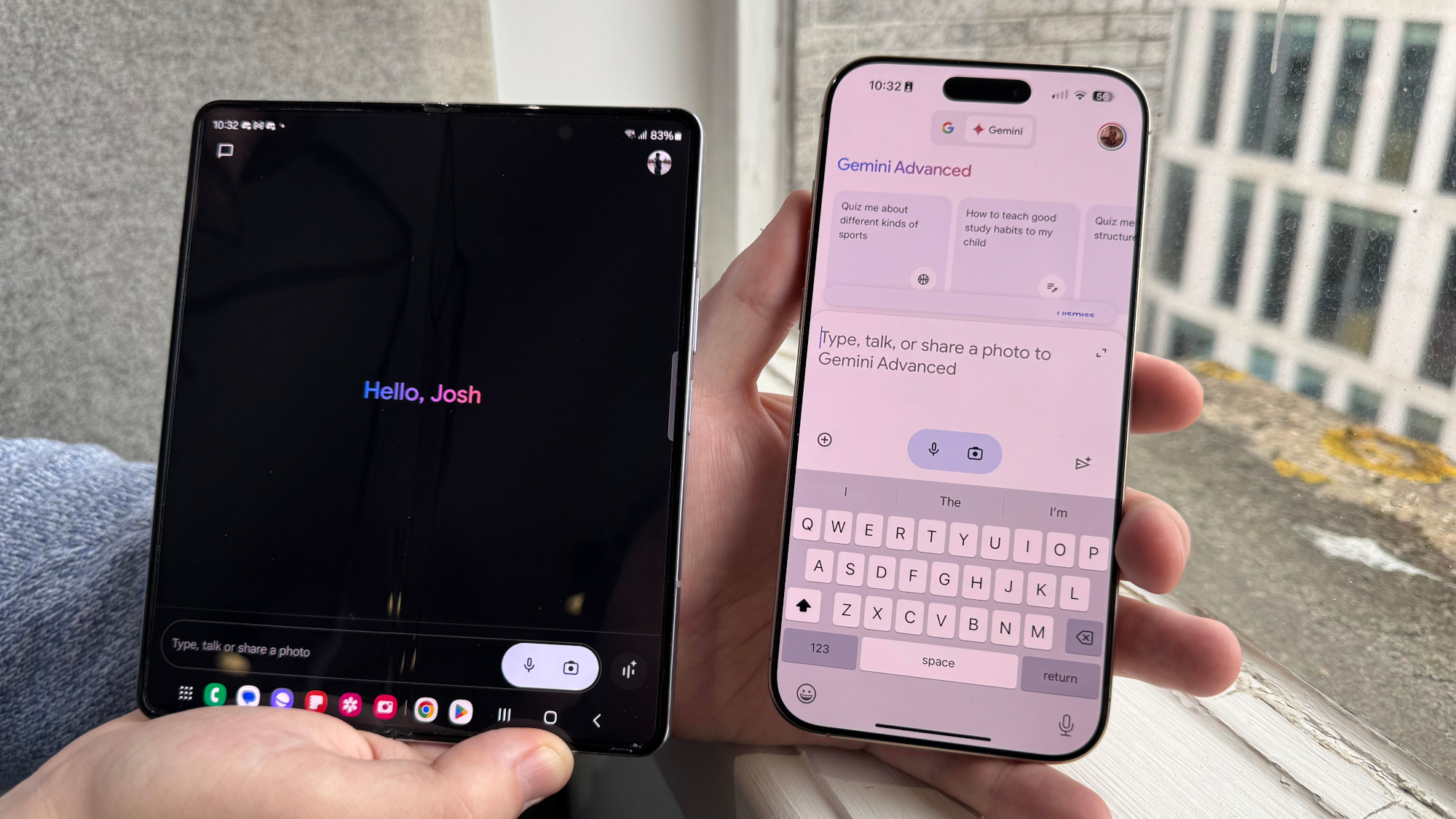 新版 Gemini 应用主页与旧版主页对比