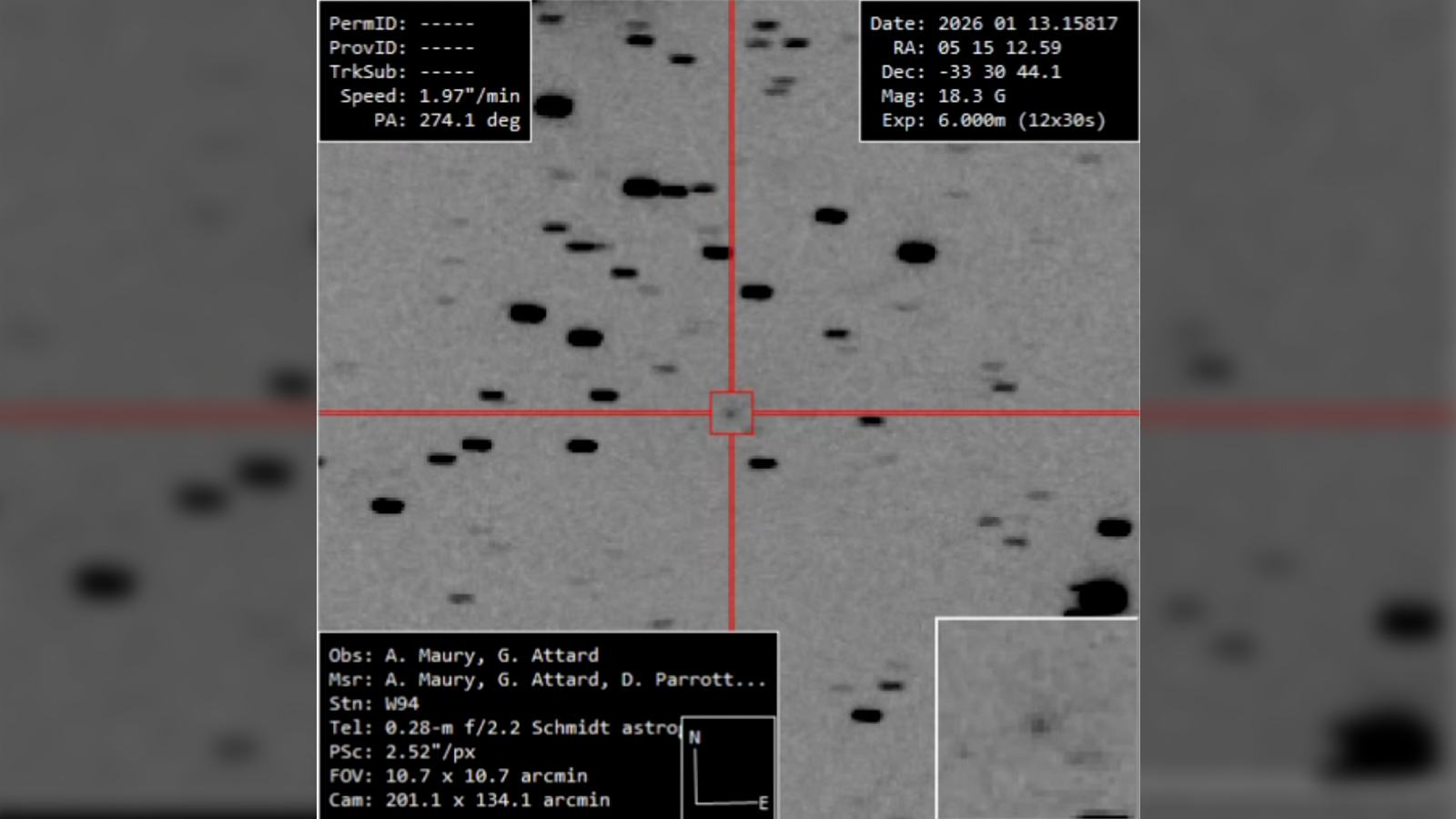 彗星发现期间拍摄的黑白照片